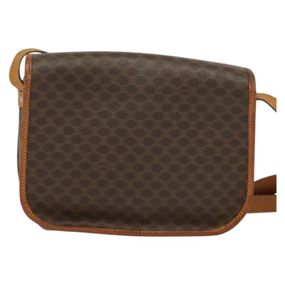 CELINE Macadam Canvas Shoulder Bag Pvc Leather Brown Gold - Picture 3 of 12